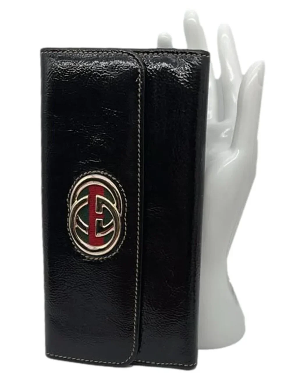Gucci  Patent Leather Long Wallet Black 162360 - Picture 2 of 11